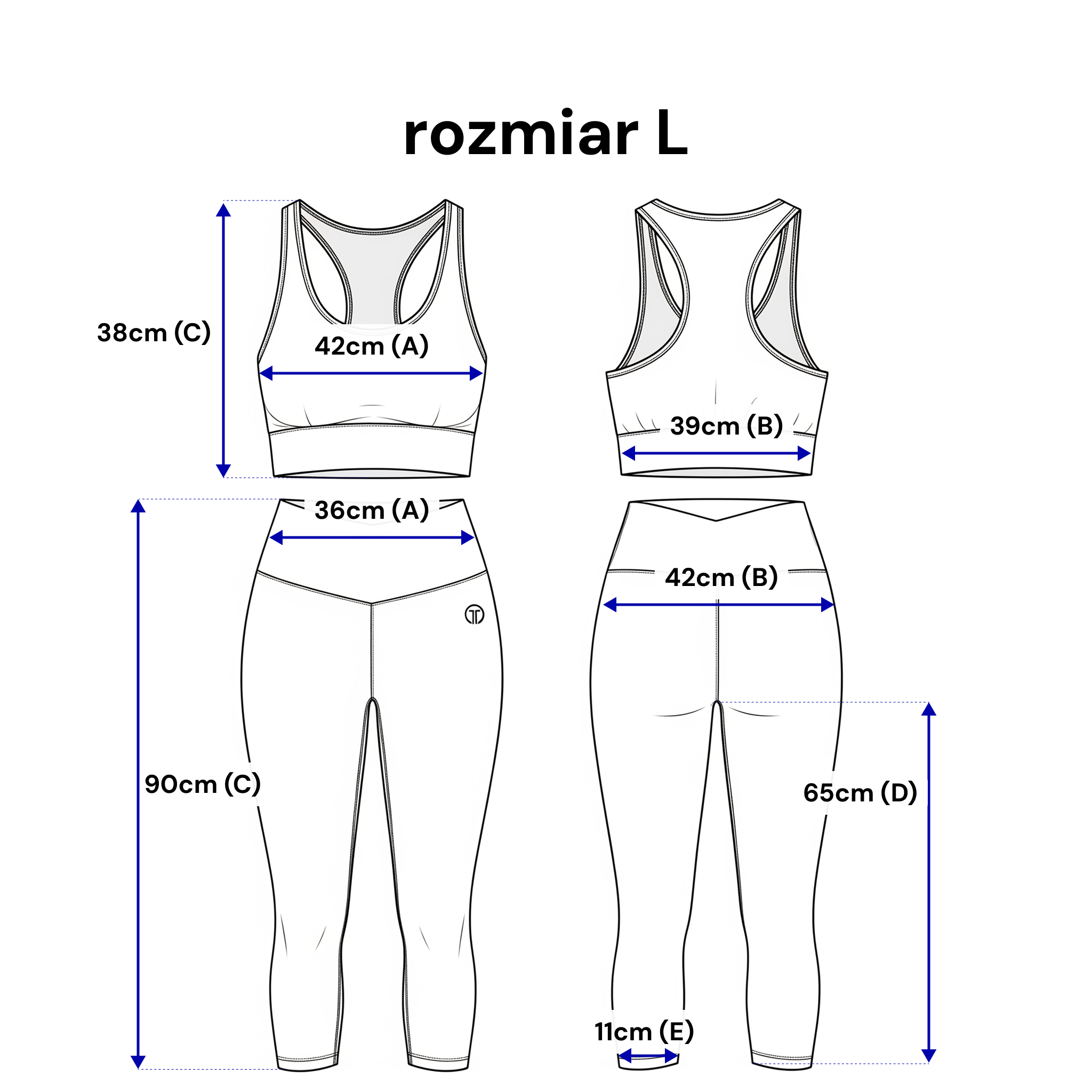 Komplet sportowy legginsy i top – elastyczna prążkowana dzianina