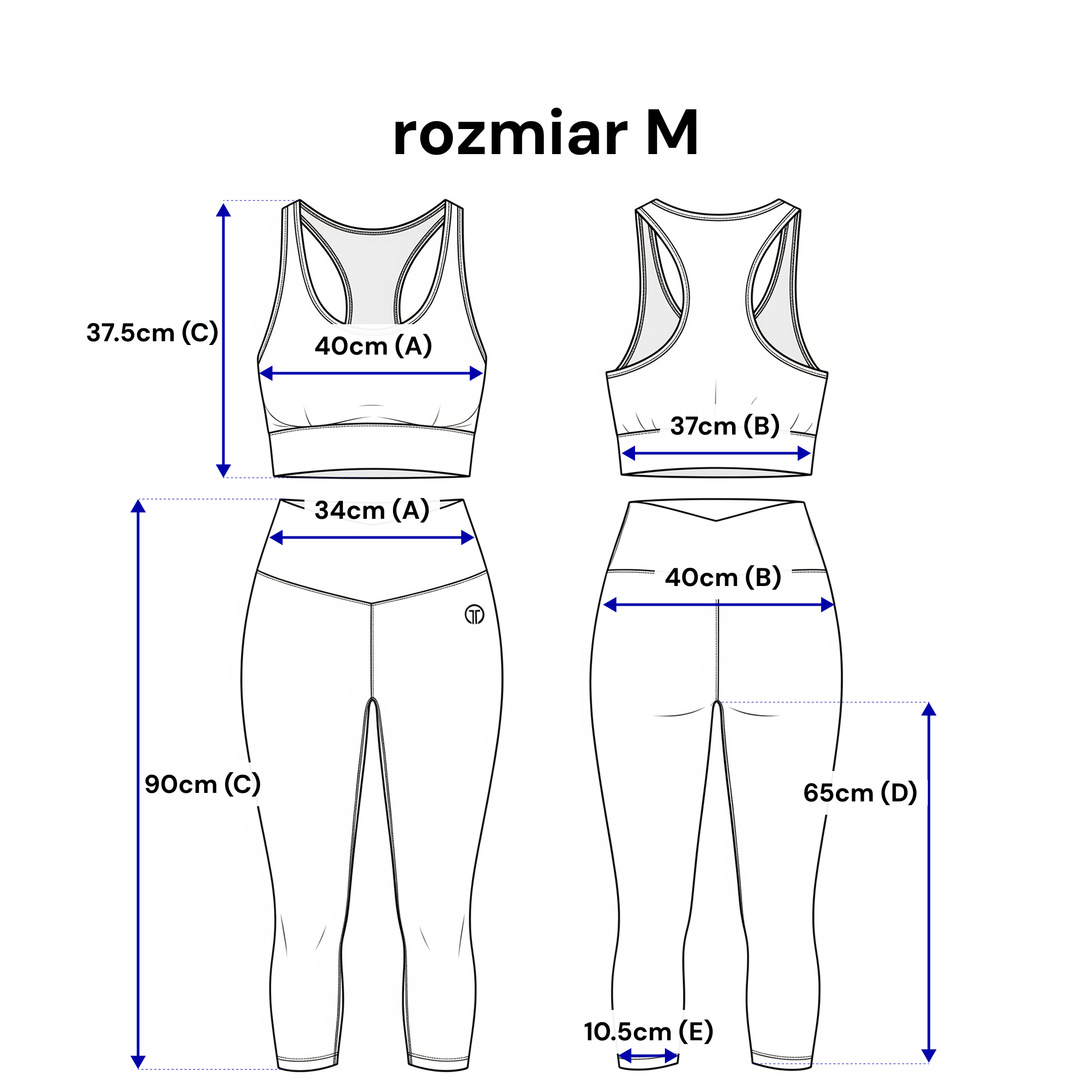 Komplet sportowy legginsy i top – elastyczna prążkowana dzianina
