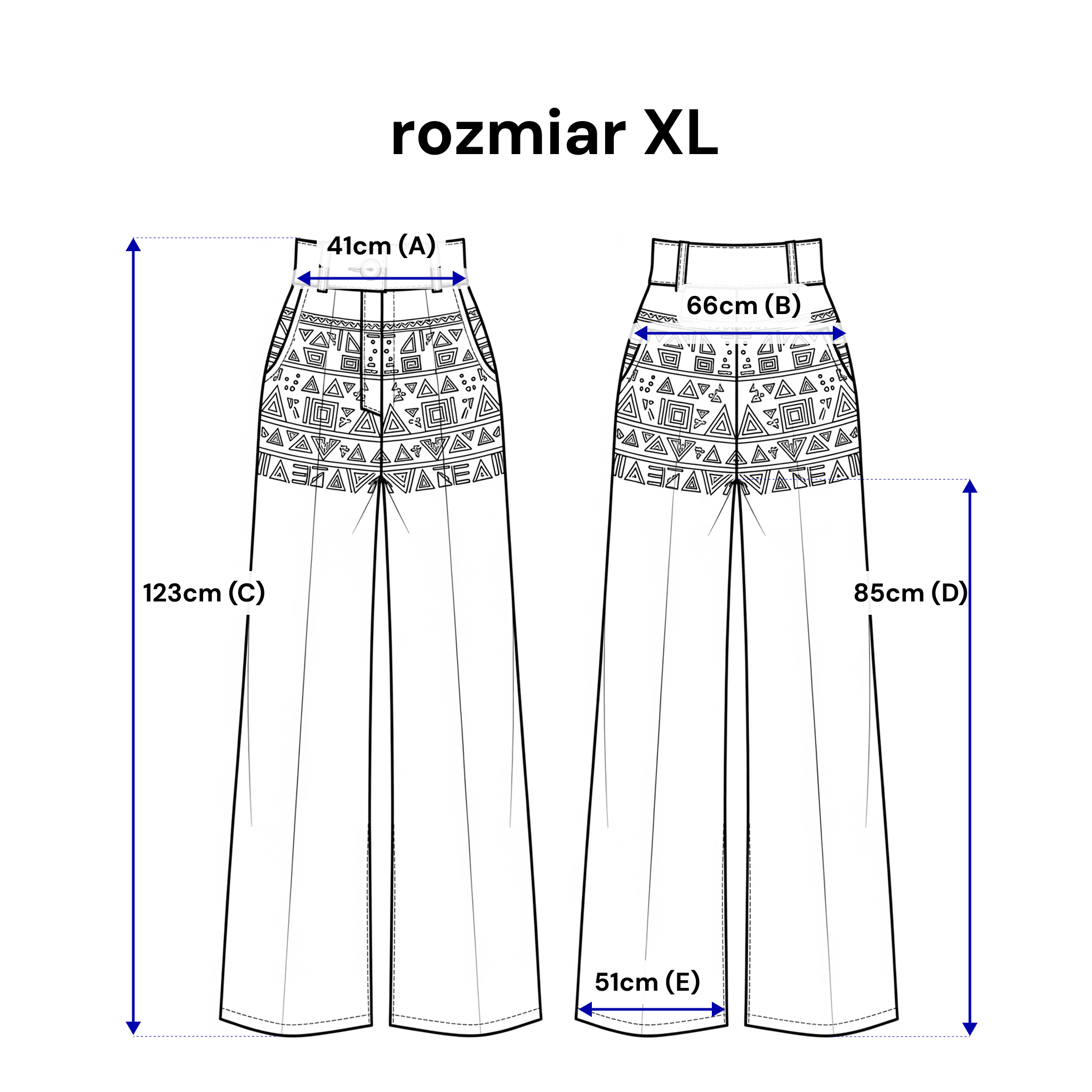 Locker sitzende Hose mit Stickerei und weitem Bein