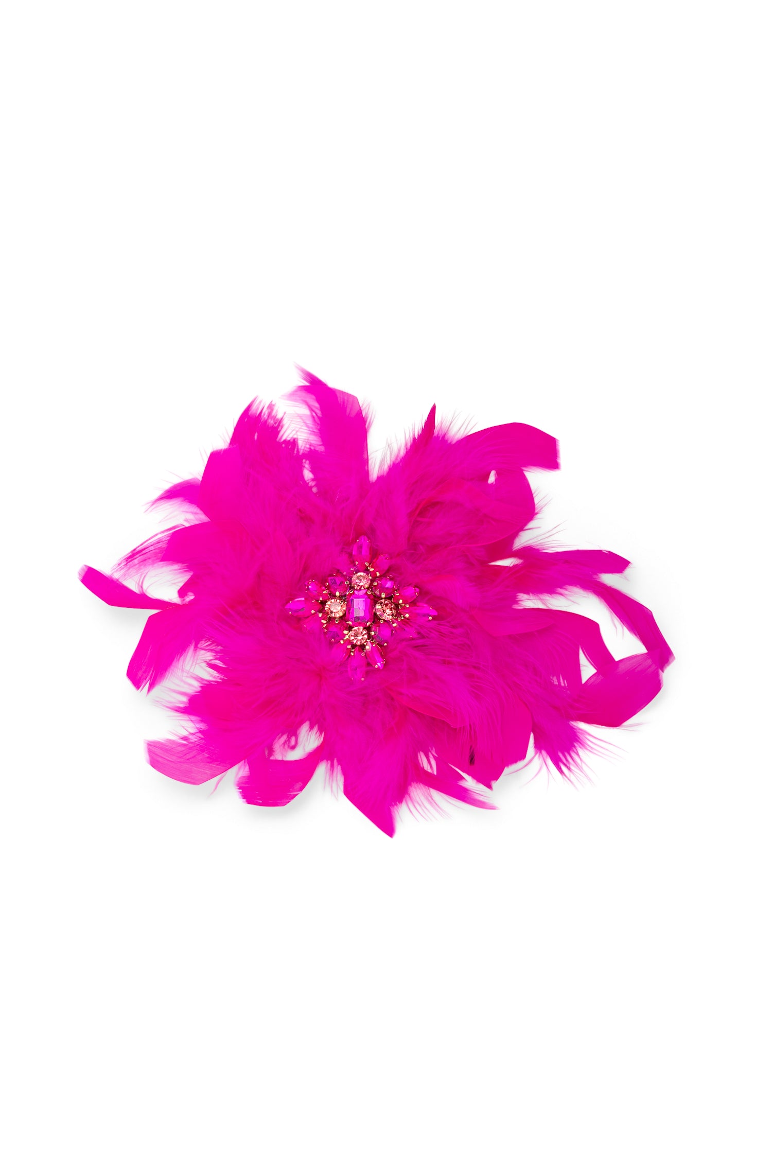 Broszka - kwiatek pióra różowa