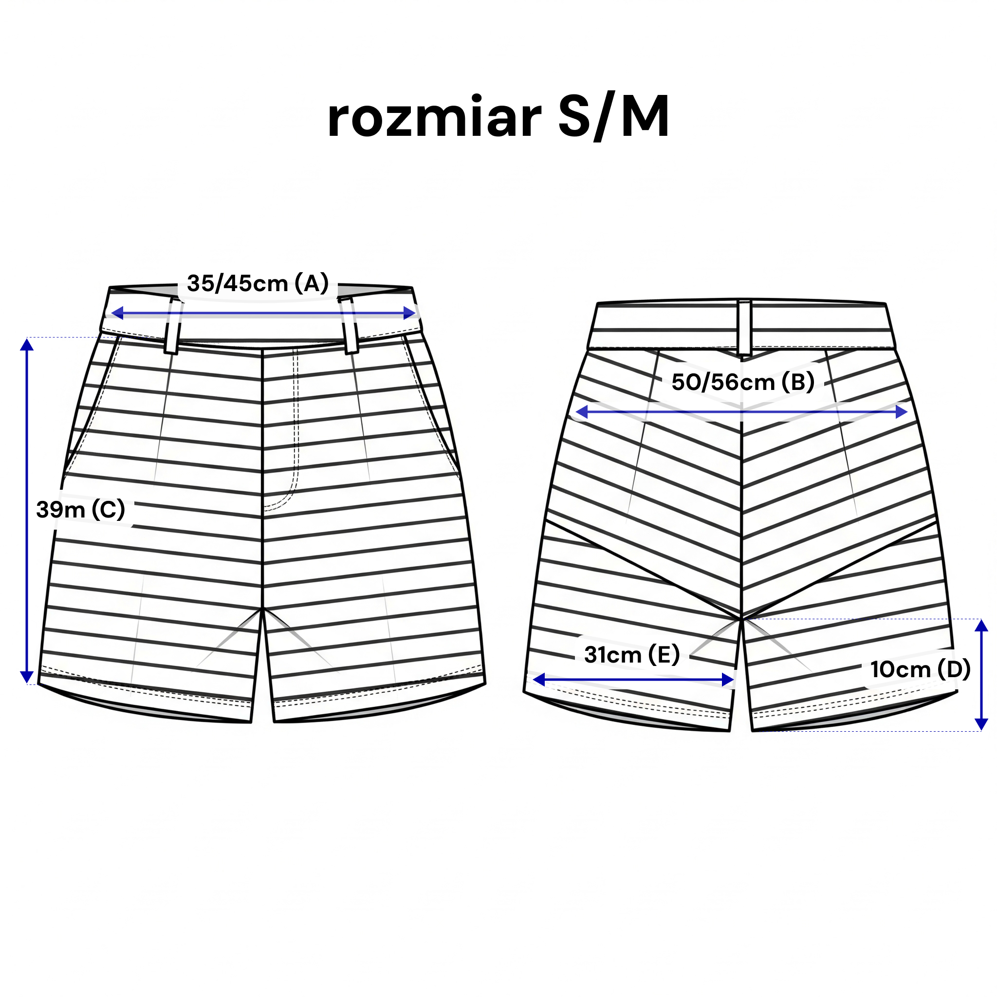 Spodenki damskie w paski bez szwu bocznego – luźny krój