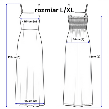 Lniana sukienka maxi na ramiączkach – rozkloszowana i przewiewna