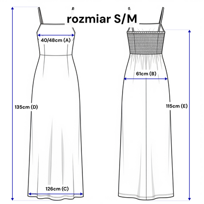 Lniana sukienka maxi na ramiączkach – rozkloszowana i przewiewna