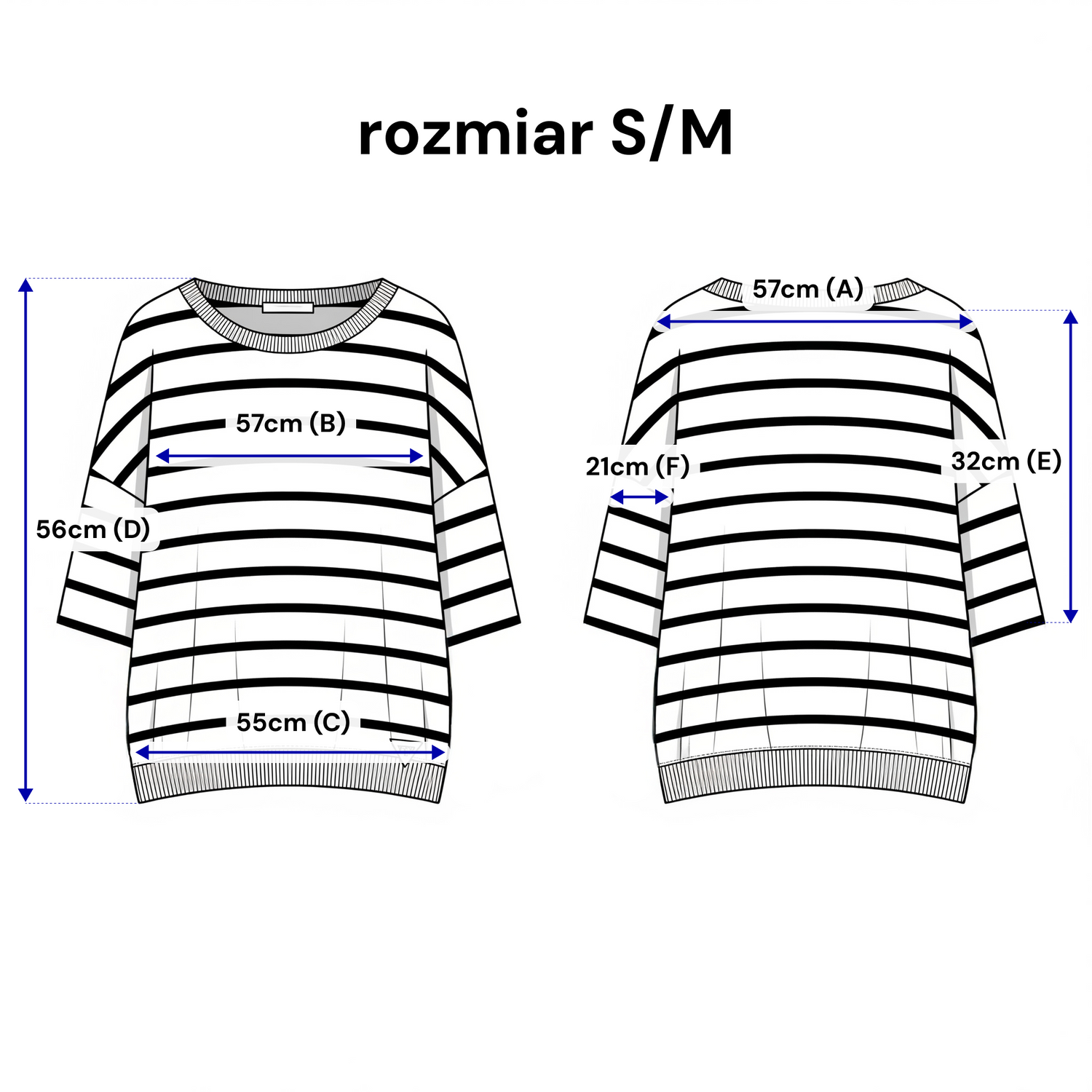 Bluzka damska w poziome pasy – rękaw 3/4
