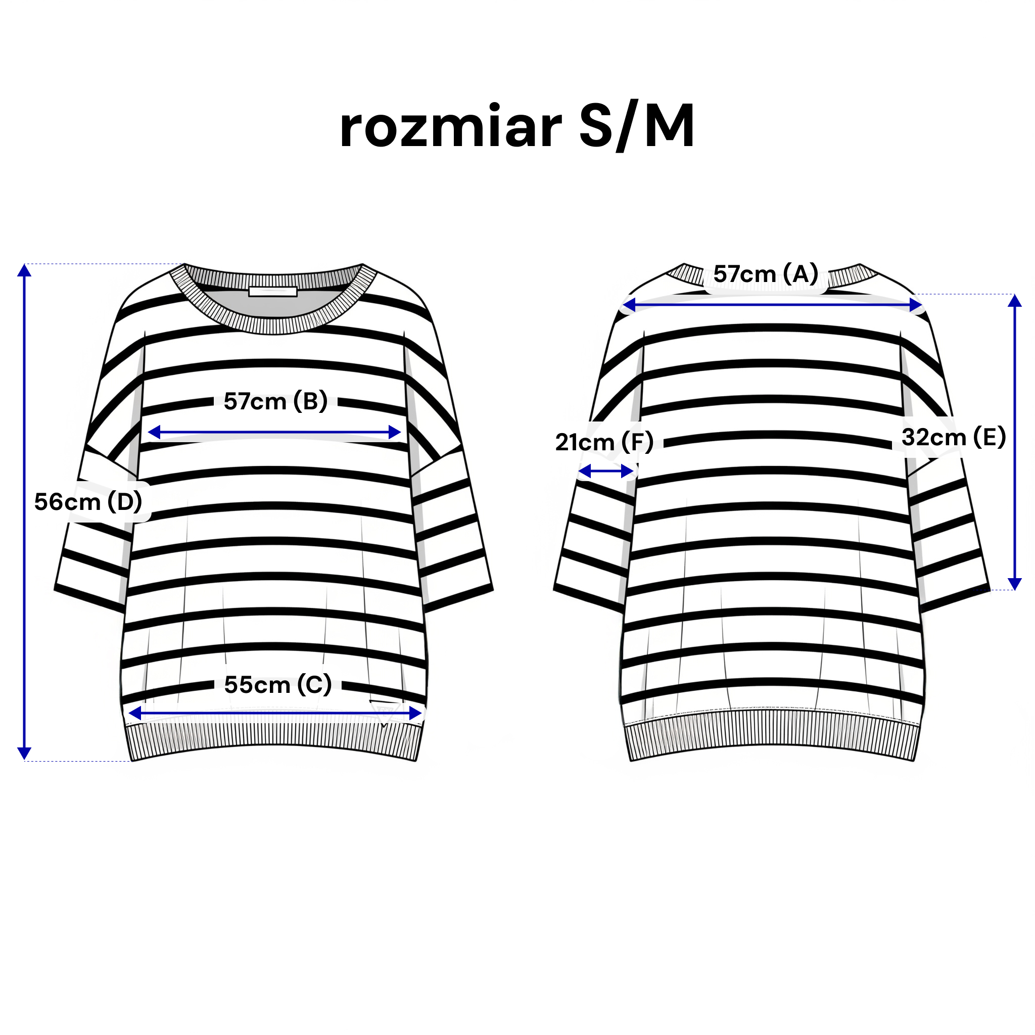 Bluzka damska w poziome pasy – rękaw 3/4