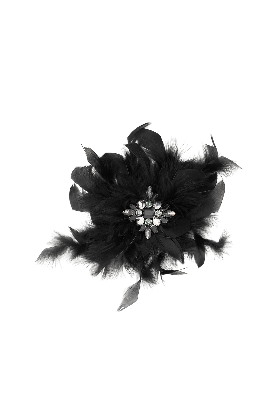 Broszka - kwiatek pióra czarna