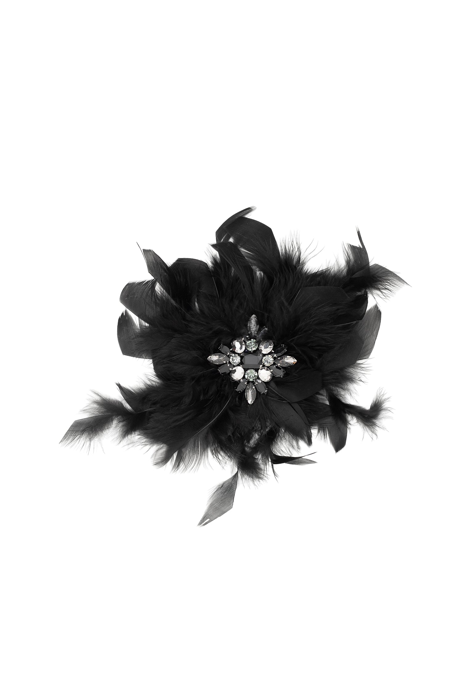 Broszka - kwiatek pióra czarna