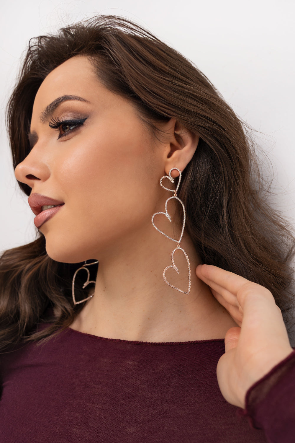 Earrings - pink hearts