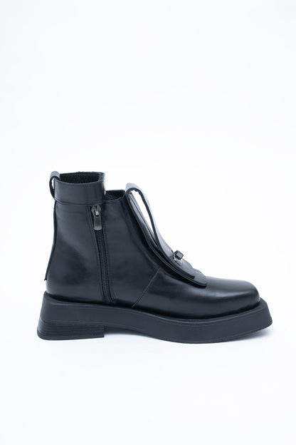 Skórzane Botki Ozdobnym Paskiem 2w1