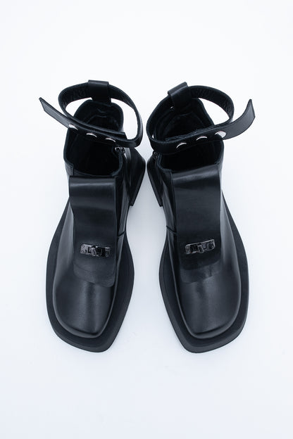 Skórzane Botki Ozdobnym Paskiem 2w1